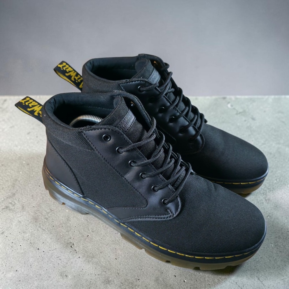 Dr Doc Martens Bonny Leather Black Boots Mens 12 LA004 SH10X Lace Up NEW w/Scuff